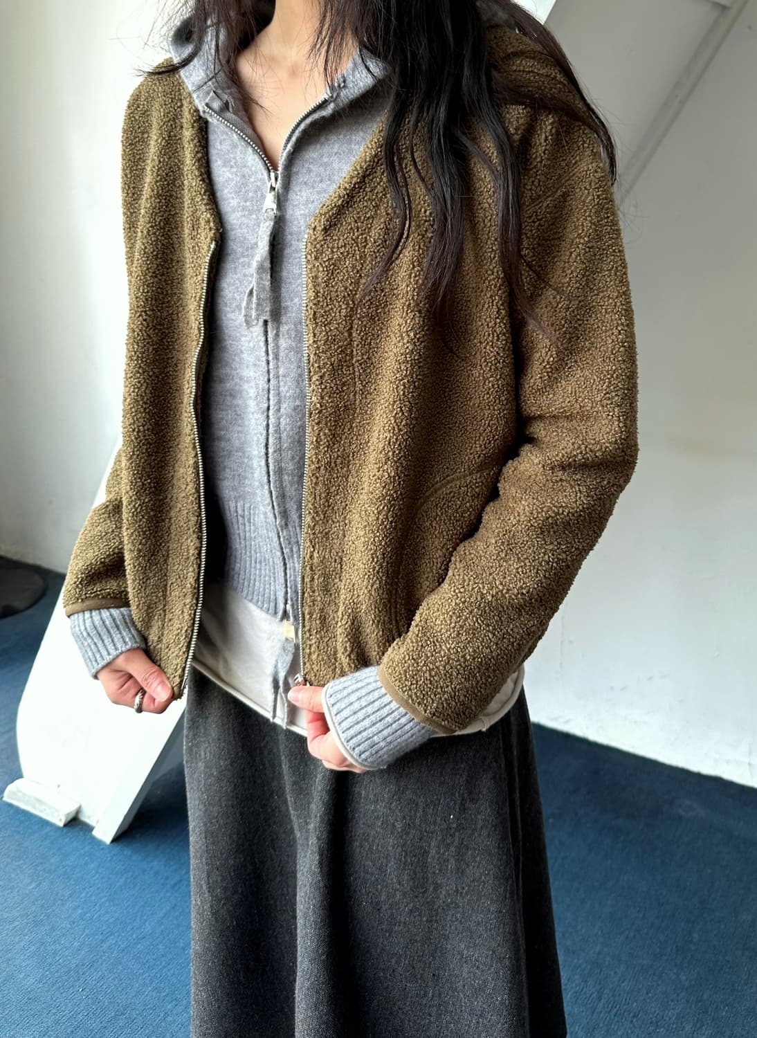 Design neck curly fleece blouson 상품이미지7