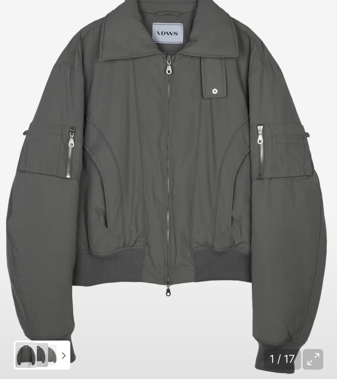 아이돈워너셀 솔리드 하이 넥 마원 자켓 차콜 상품이미지2