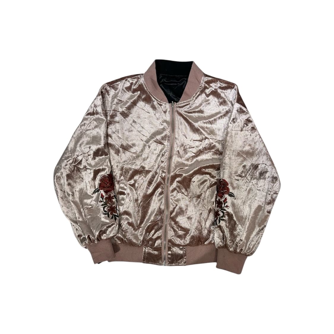 일본 빈티지 핑크 벨벳 자수 스카잔 자켓 상품이미지5