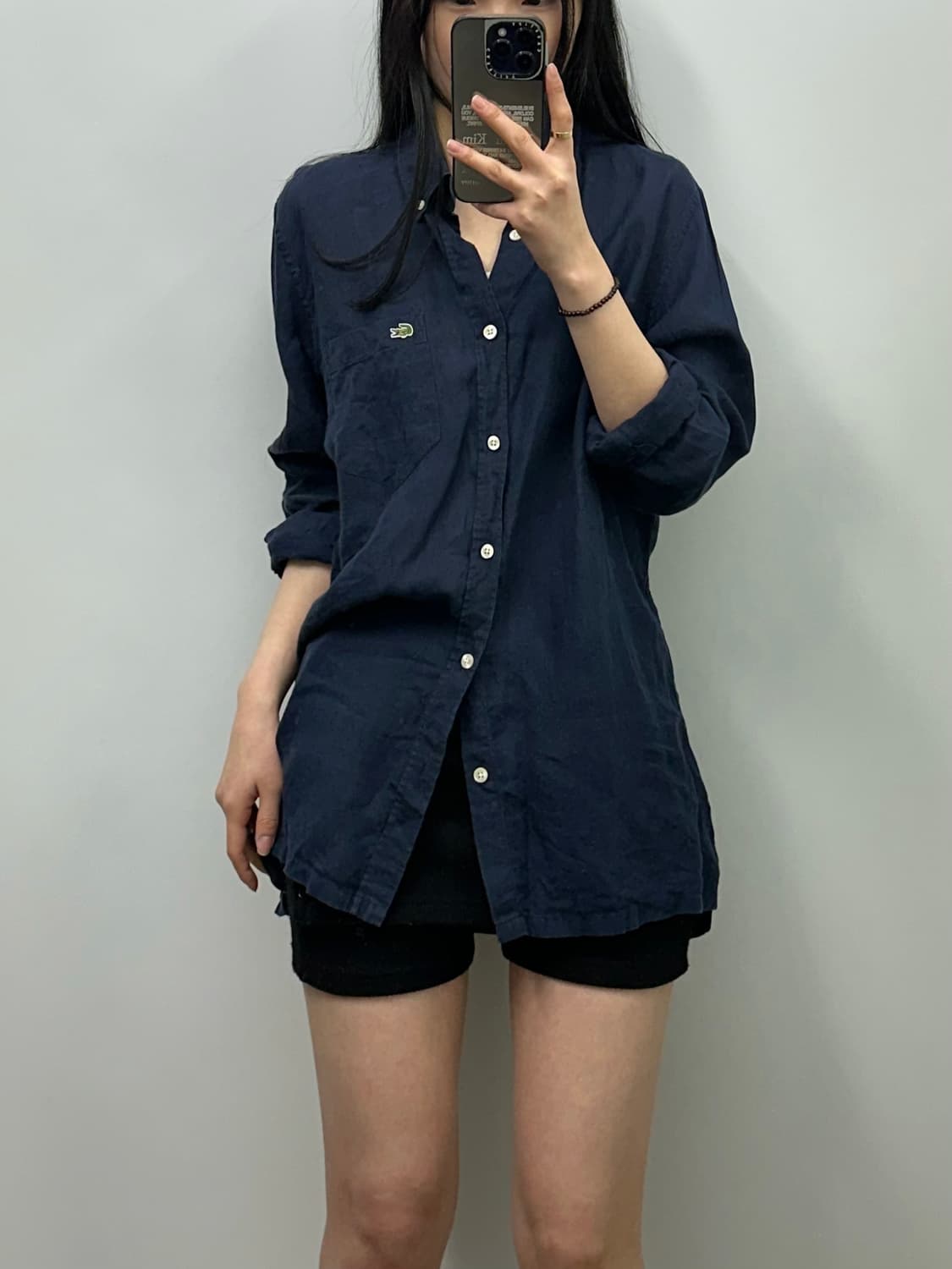 라코스테 자수로고 네이비 옥스포드 셔츠 상품이미지1