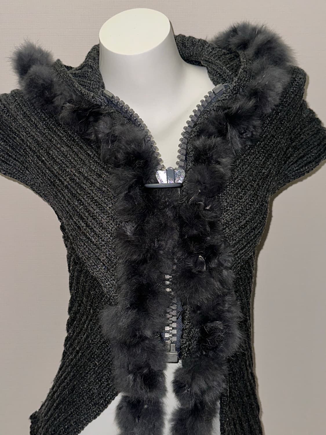 빈티지 퍼 니트 후드 집업 상품이미지6