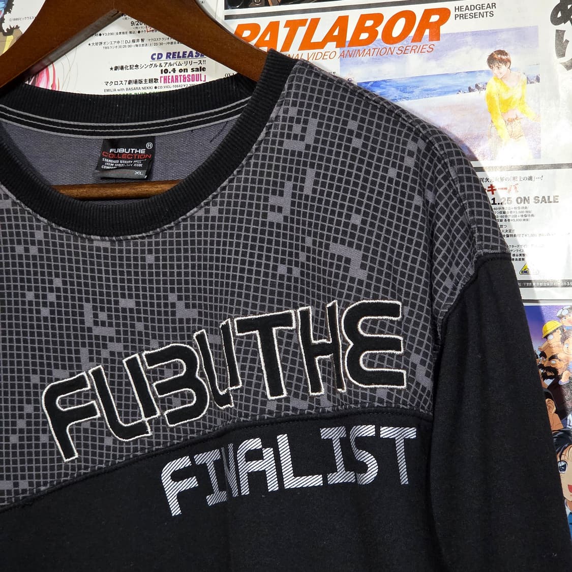 후부 00S 체크 배색 로고 자수 맨투맨  상품이미지3