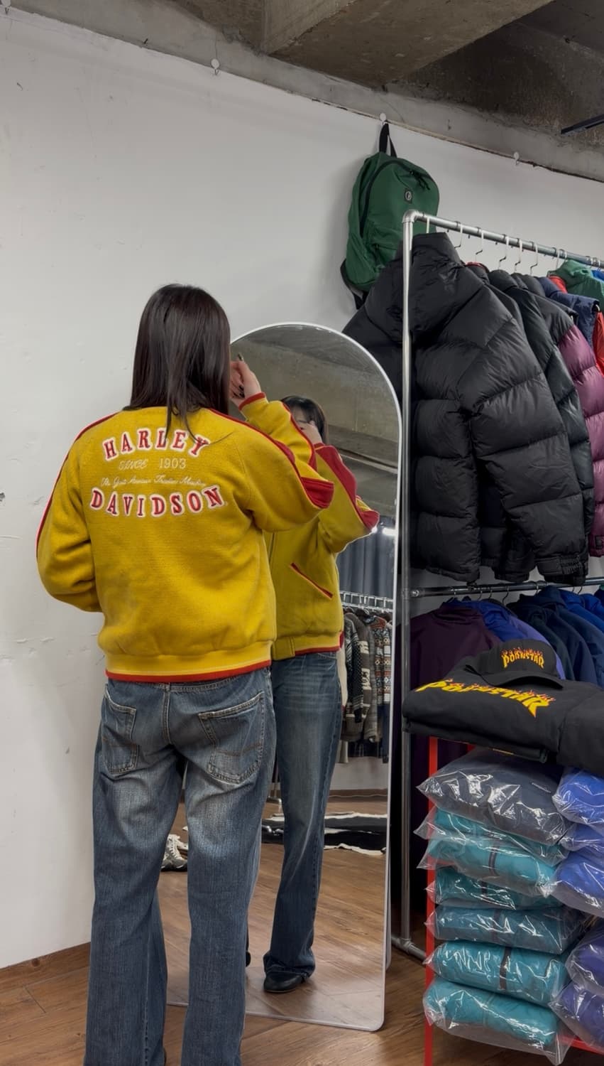 90s 할리 데이비슨 울 블루종 자켓 상품이미지2