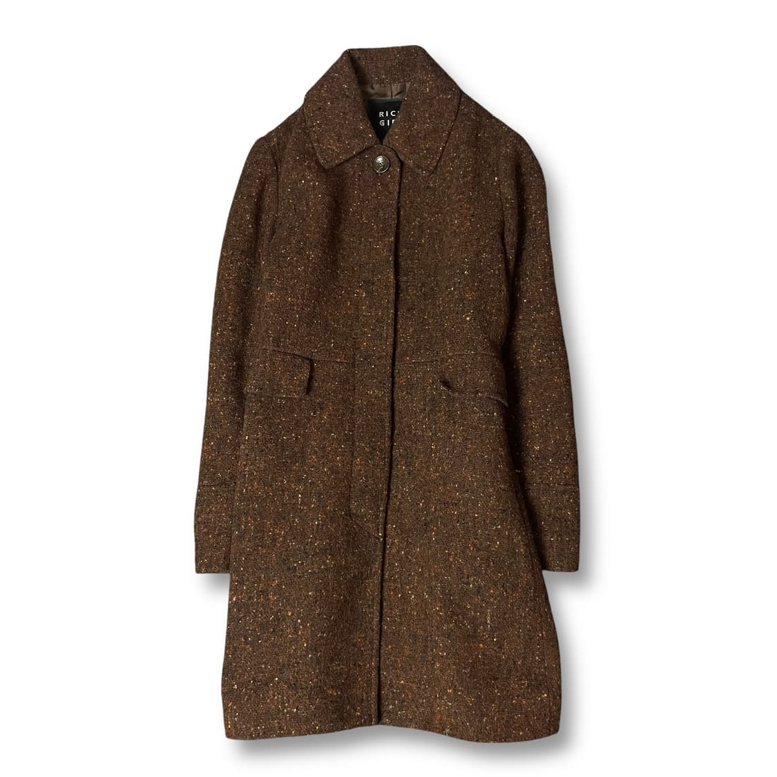 리치걸 울 혼방 브라운 히든버튼 코트 상품이미지1