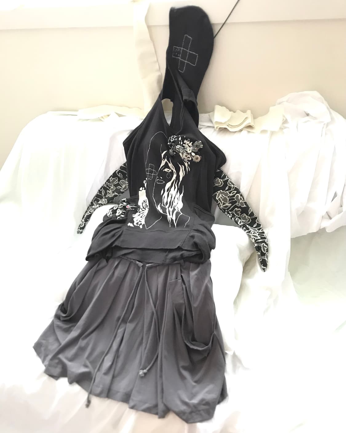 Custom top🩹🏥+midi pintuck skirt set 상품이미지2