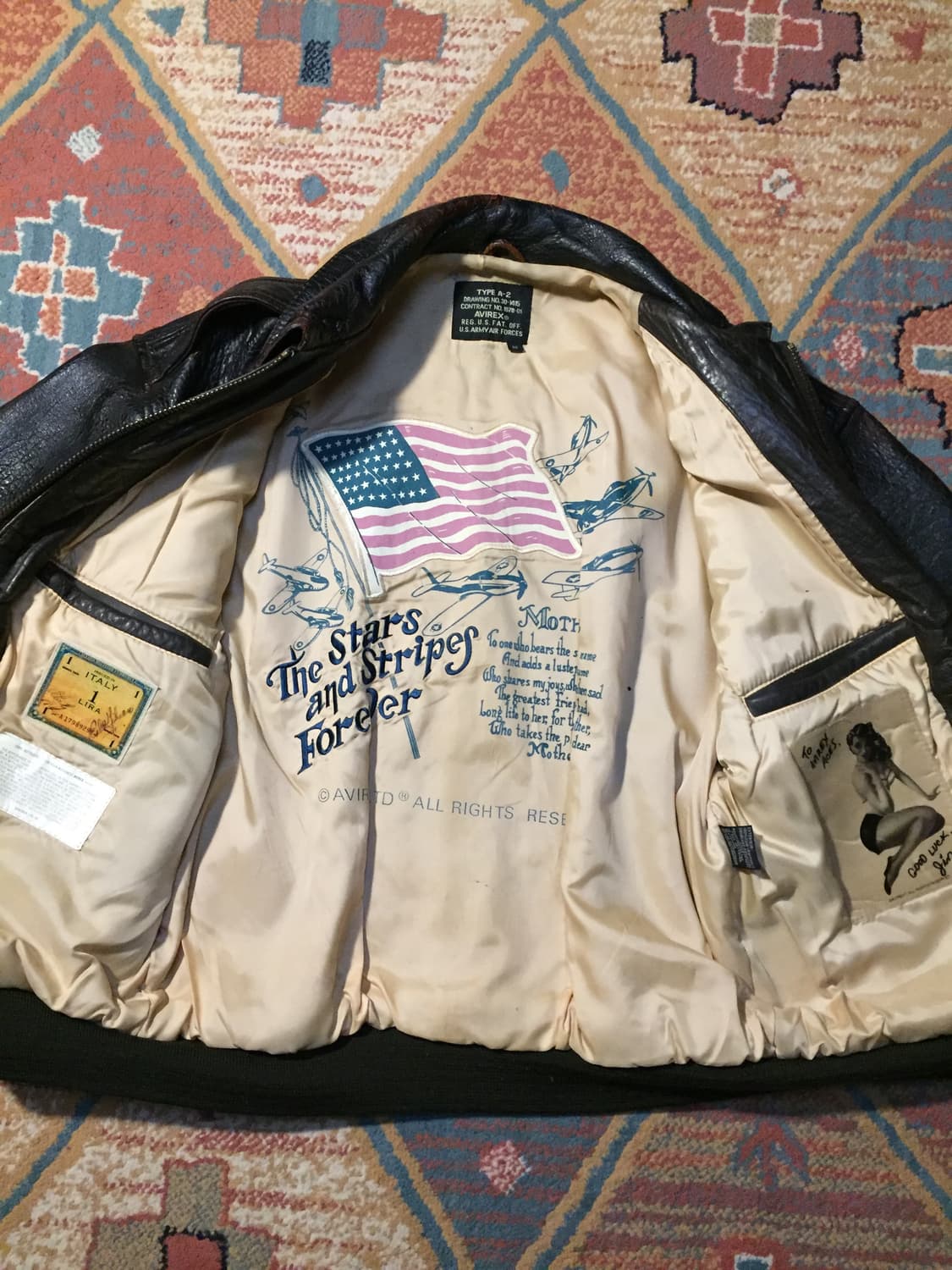 90‘s 아비렉스 a-2 레더자켓 상품이미지8
