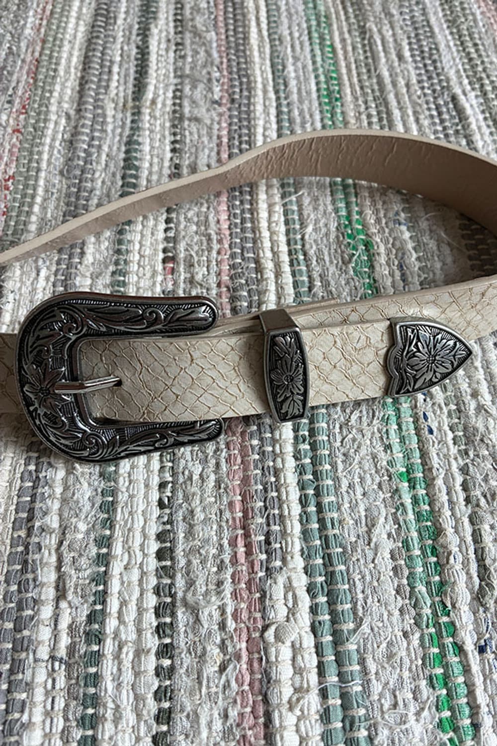 Croc-Embossed Double Buckle Western Belt 상품이미지3