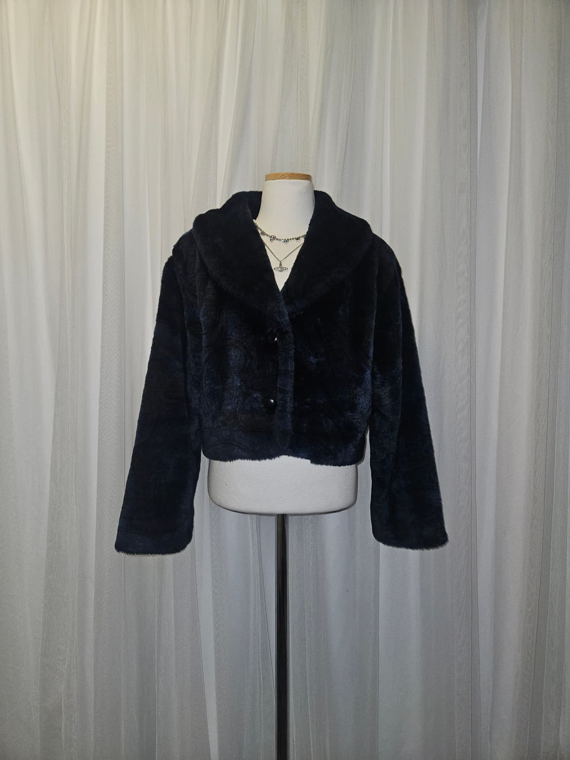 빈티지 다크 네이비 공겜여주 히메 퍼자켓 상품이미지1