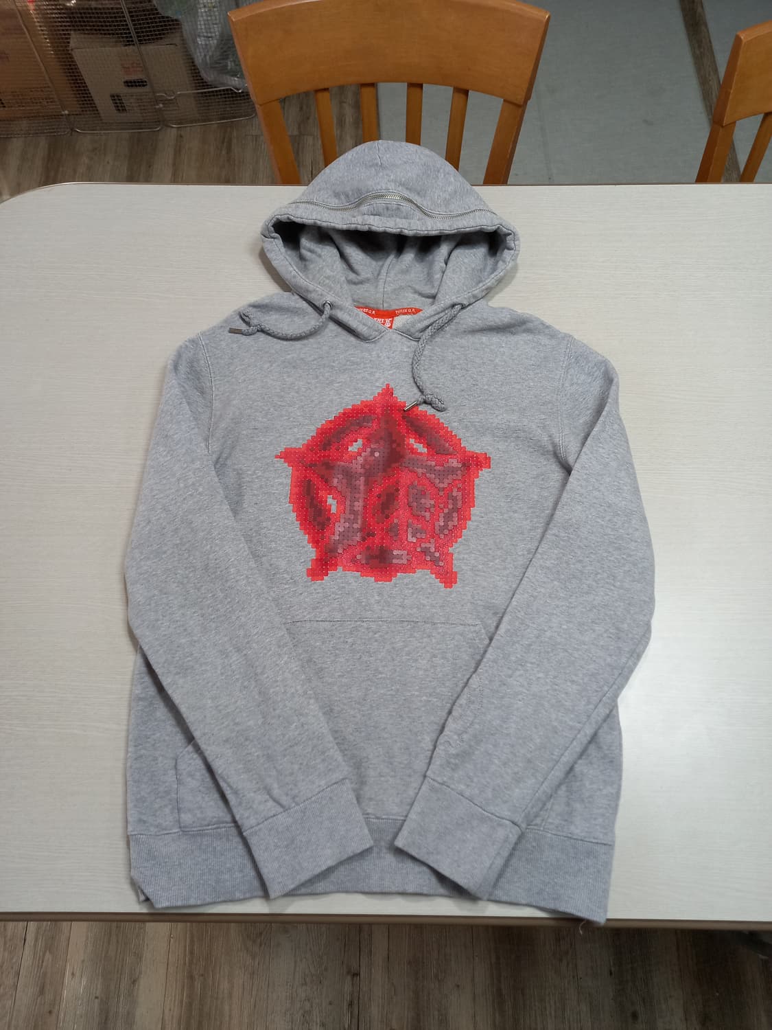 L100 Three Q.R 후드티 그레이 L-687 상품이미지3