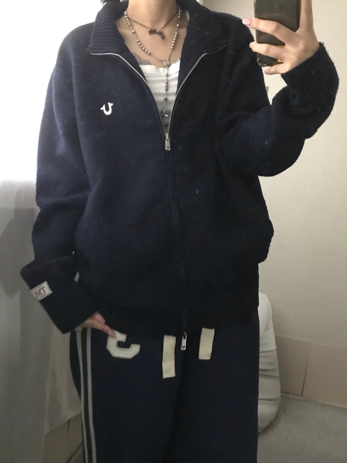 트루릴리전 네이비 오버핏 니트집업 상품이미지7