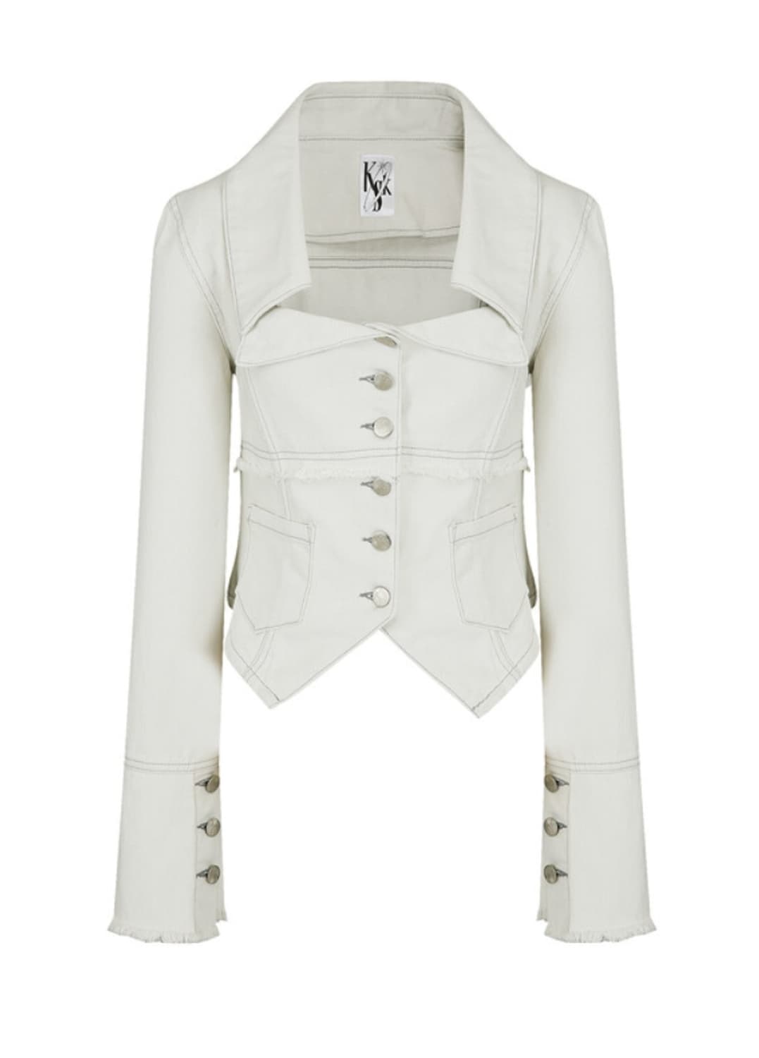 (택O)카시코 데님 스퀘어넥 트러커 자켓 오프화이트 상품이미지1