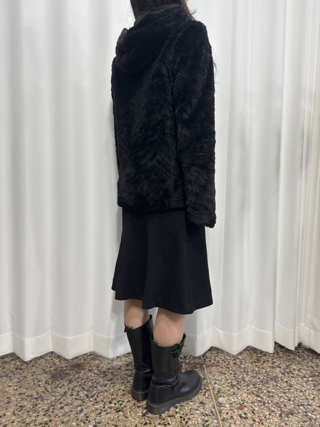 pink latte fur hood duffle jacket 상품이미지3