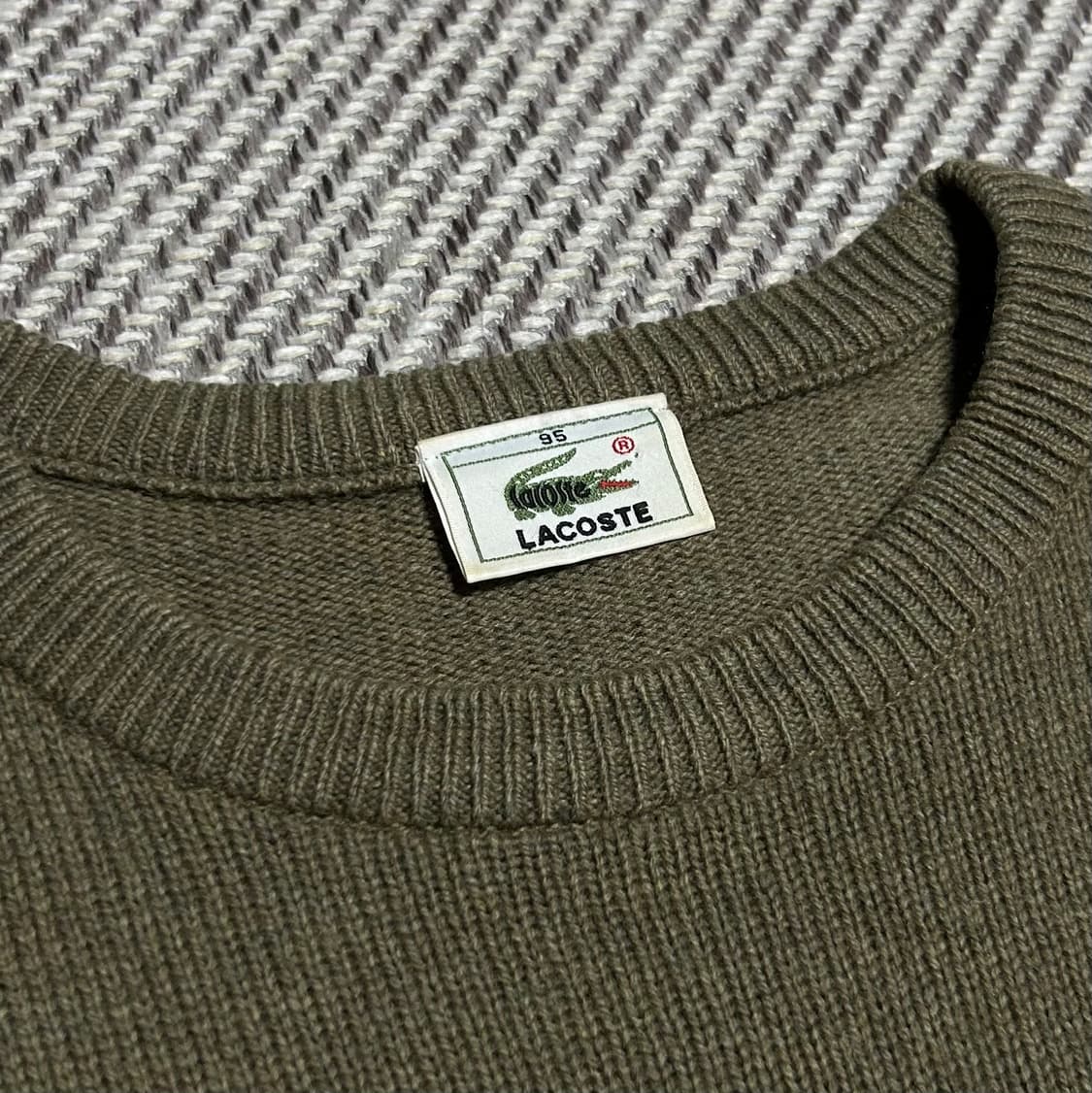 [M] Lacoste 라코스테 카키 울 라운드 니트 상품이미지4