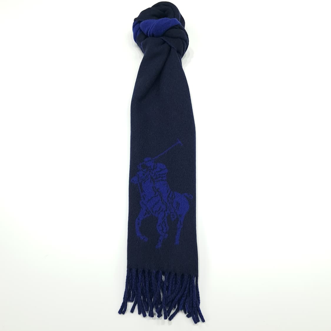 MX233 폴로 랄프로렌 다크네이비 블루 양면 버진울 목도리 머플러 상품이미지3