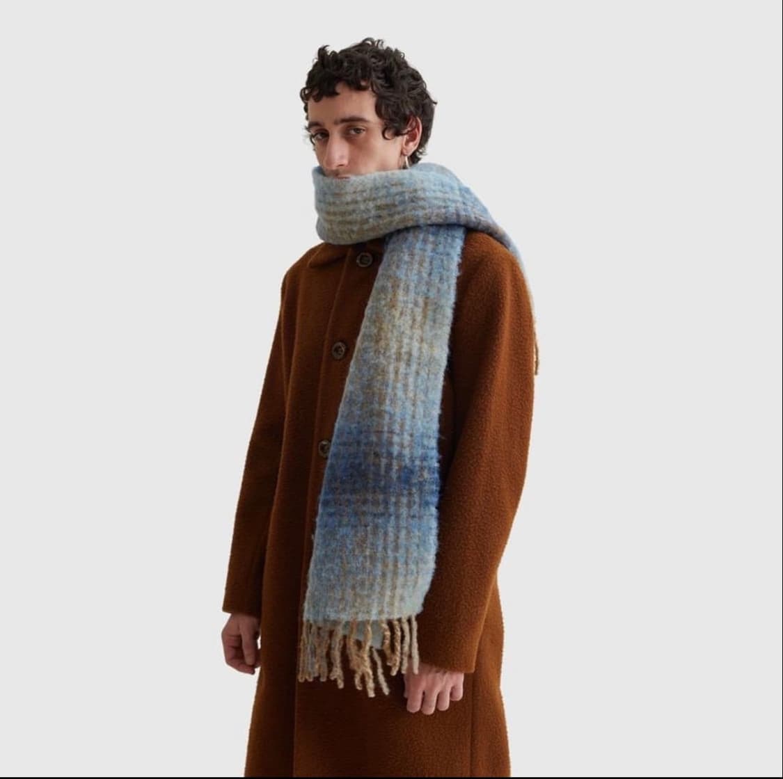 세퍼 sefr 블루 체크 울 머플러 스카프 상품이미지2