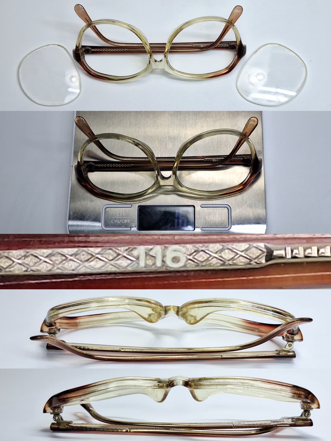 90s 일본 빈티지 샴페인 옐로우 브라운 안경테 모델 116 /수입 패션 상품이미지6