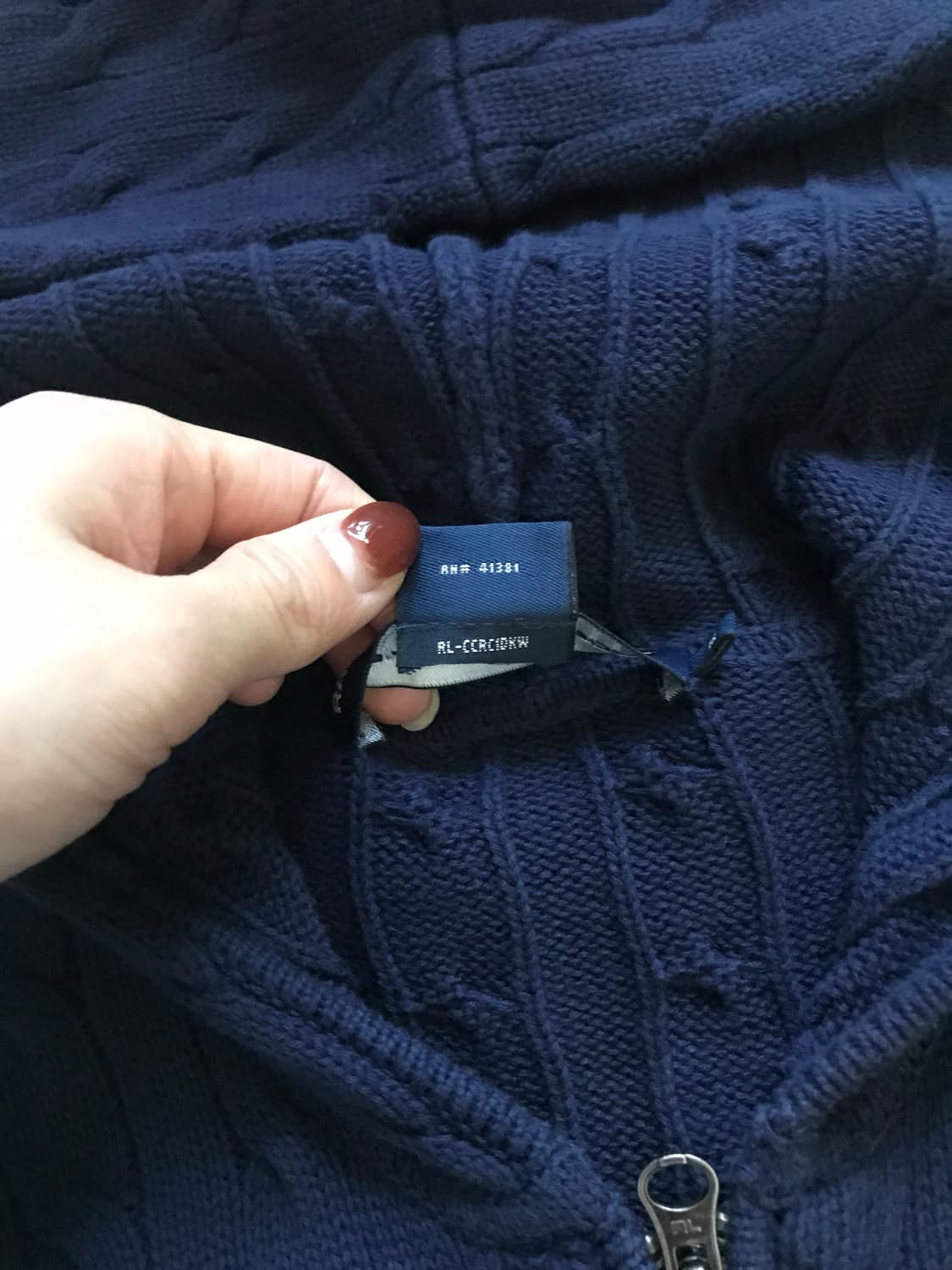 대장급 폴로 랄프로렌 포니 로고 네이비 케이블 니트 후드집업 상품이미지8