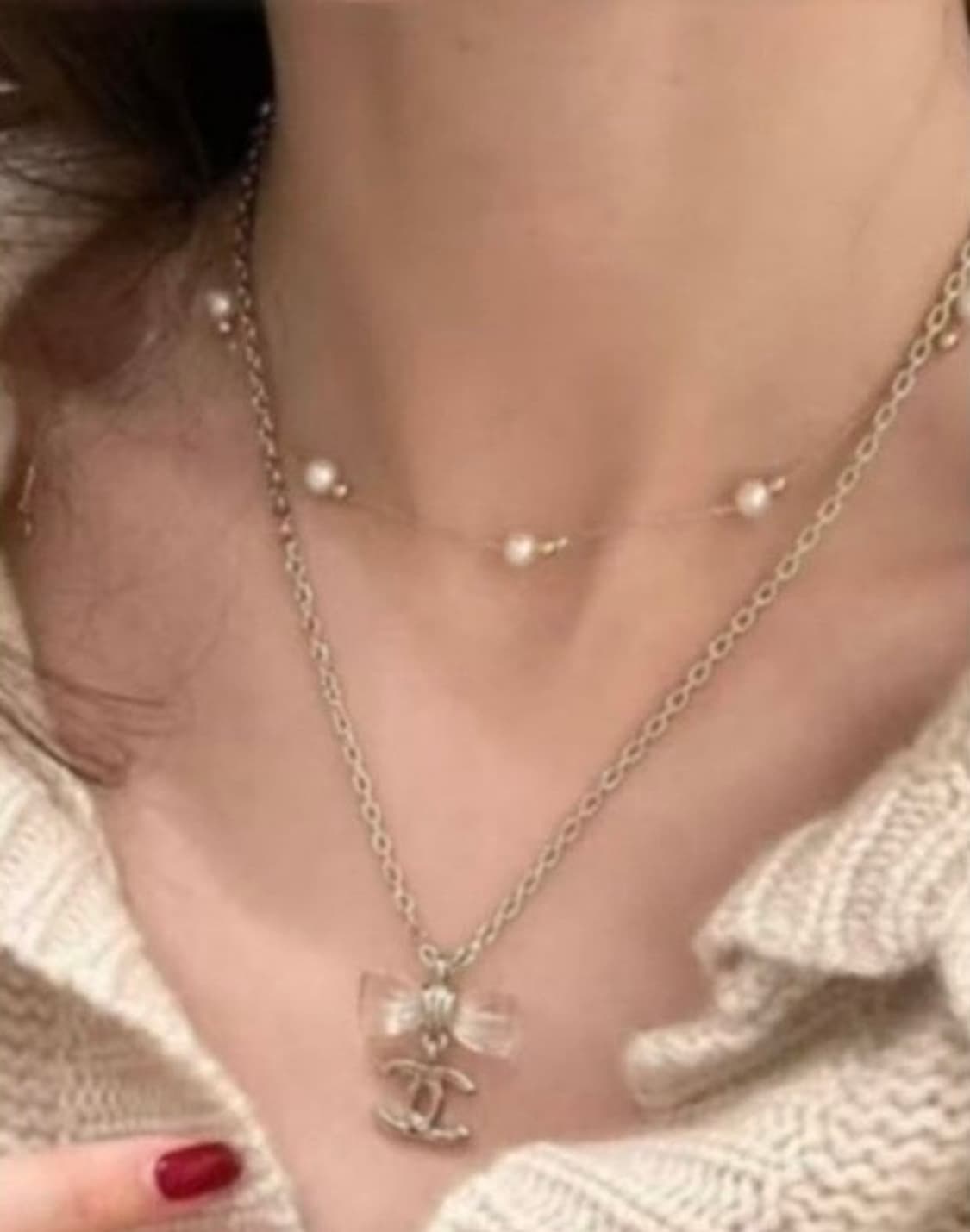 샤넬 투명리본 CC 목걸이 업사이클링 금장 상품이미지8