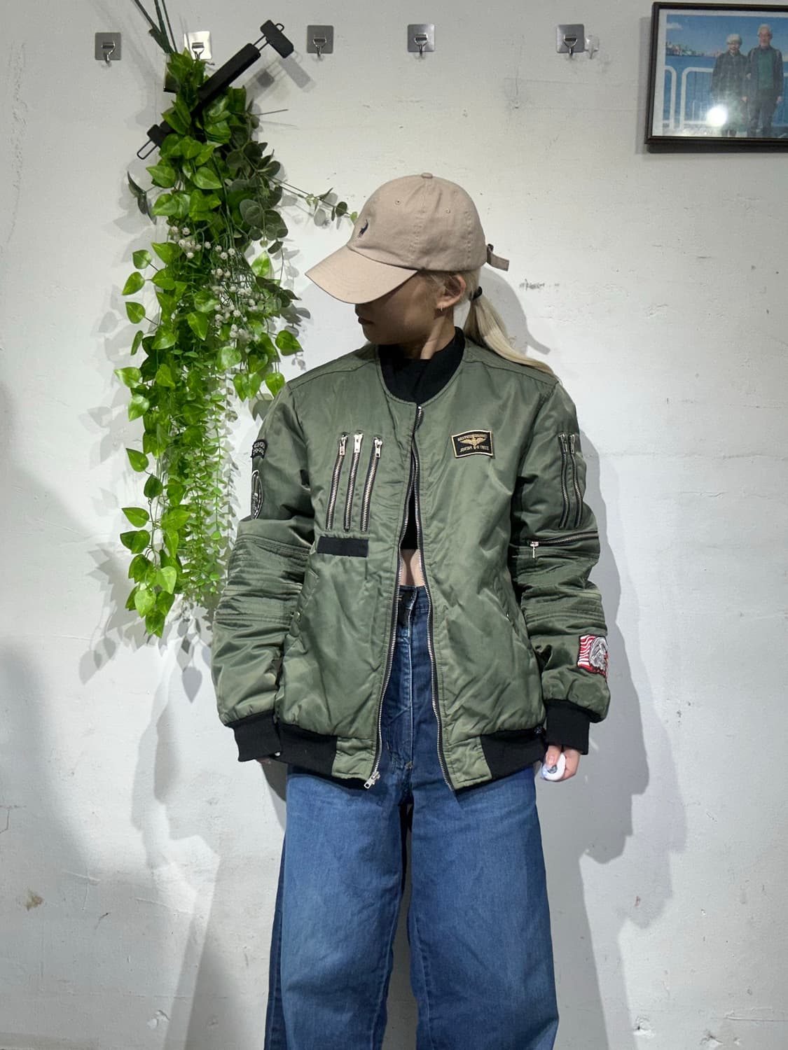 일본 빈티지 카키 항공 잠바 ma-1 마원 자켓 상품이미지2