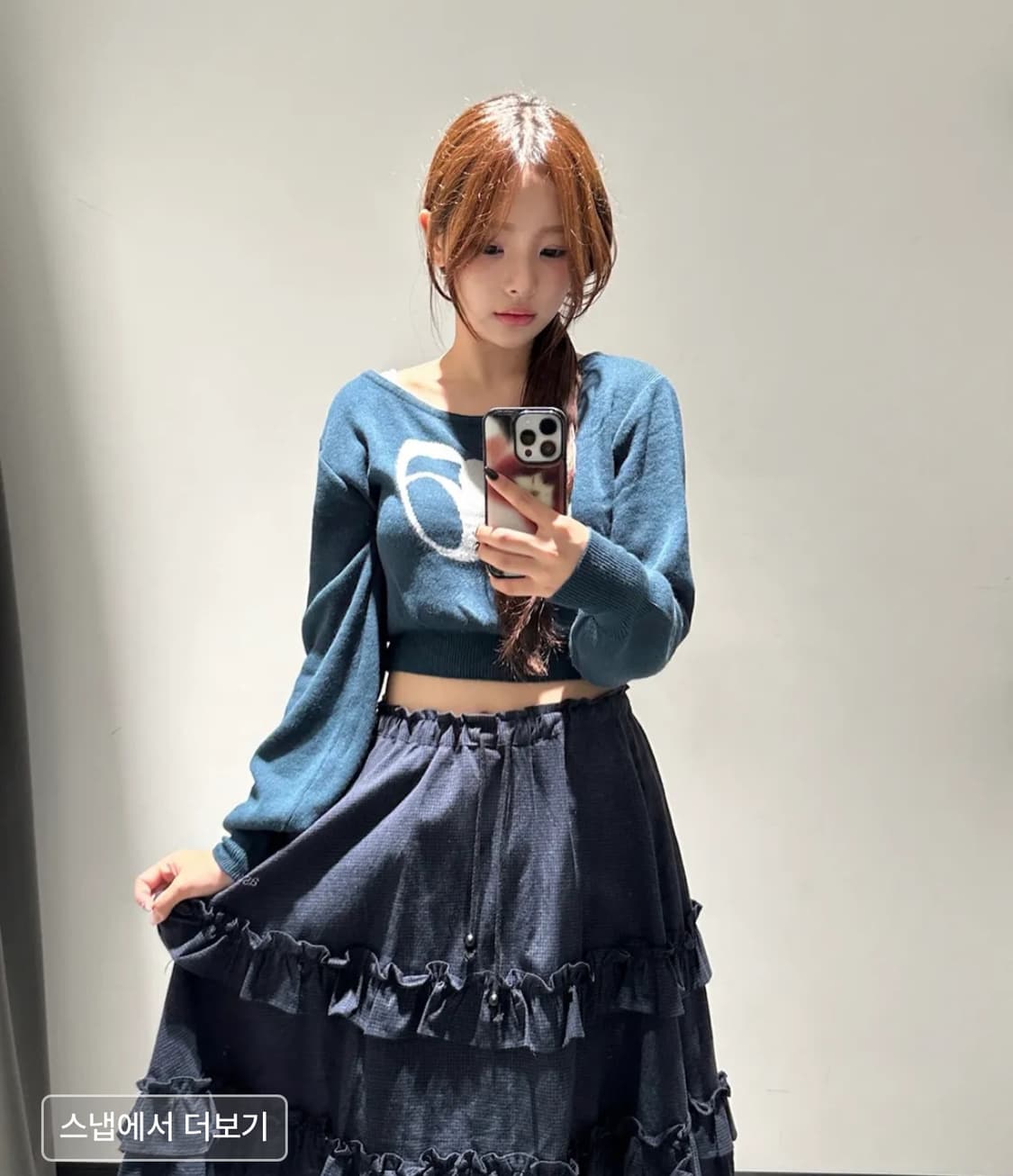 당일배송) 애즈온 체크 캉캉 미디 스커트 네이비 상품이미지5