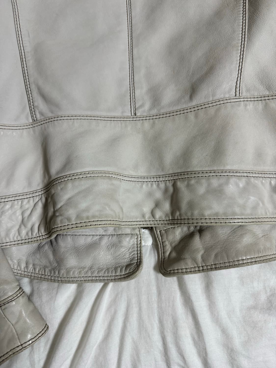 재패니즈 빈티지 절개 스티치 레더 자켓 상품이미지5