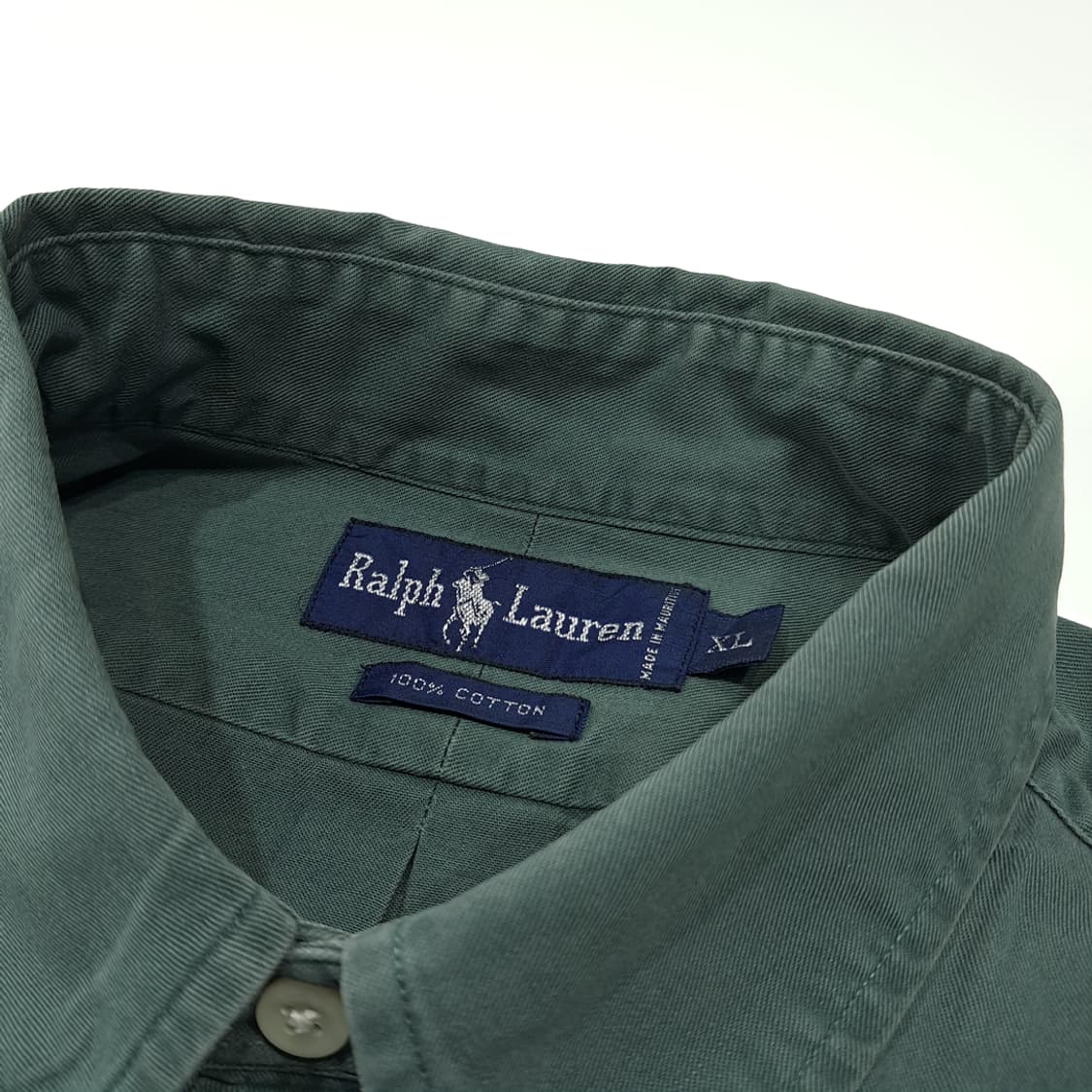 CL683 XL 폴로 90s 코튼 레드포니 세이지그린 셔츠 남방 상품이미지3