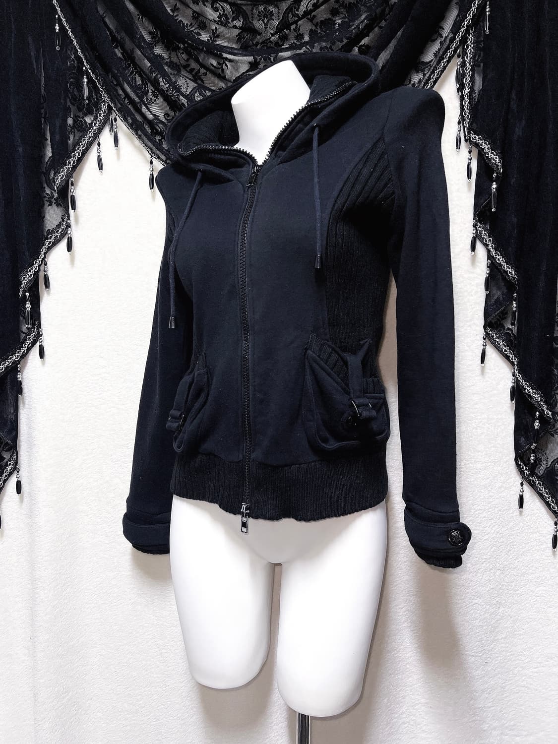 잉그니 하이넥 투웨이 후드집업 고스펑크 y2k 와투케 갸루 핀터 00s 상품이미지3