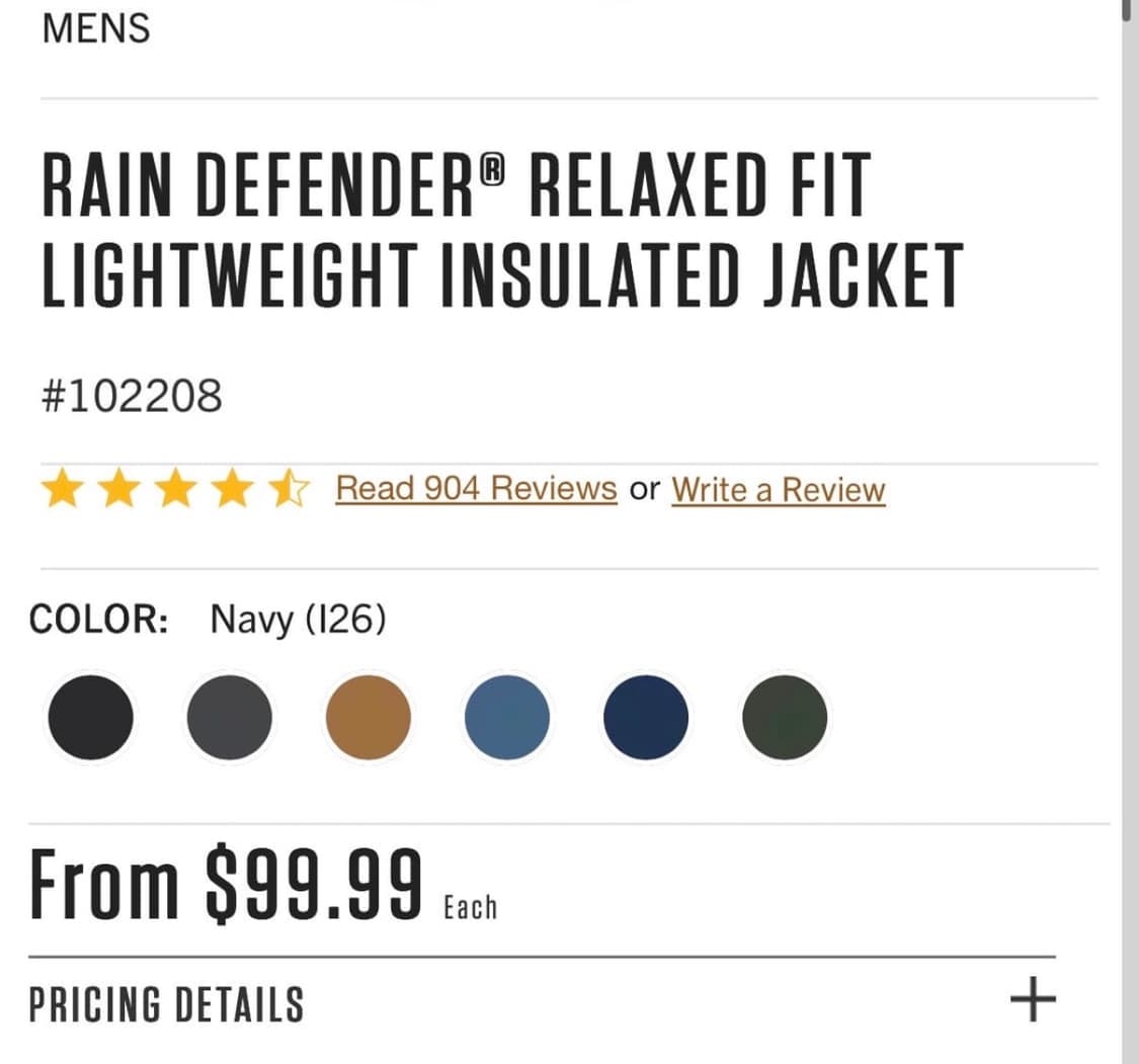 칼하트 레인 디펜더 경량패딩 상품이미지4