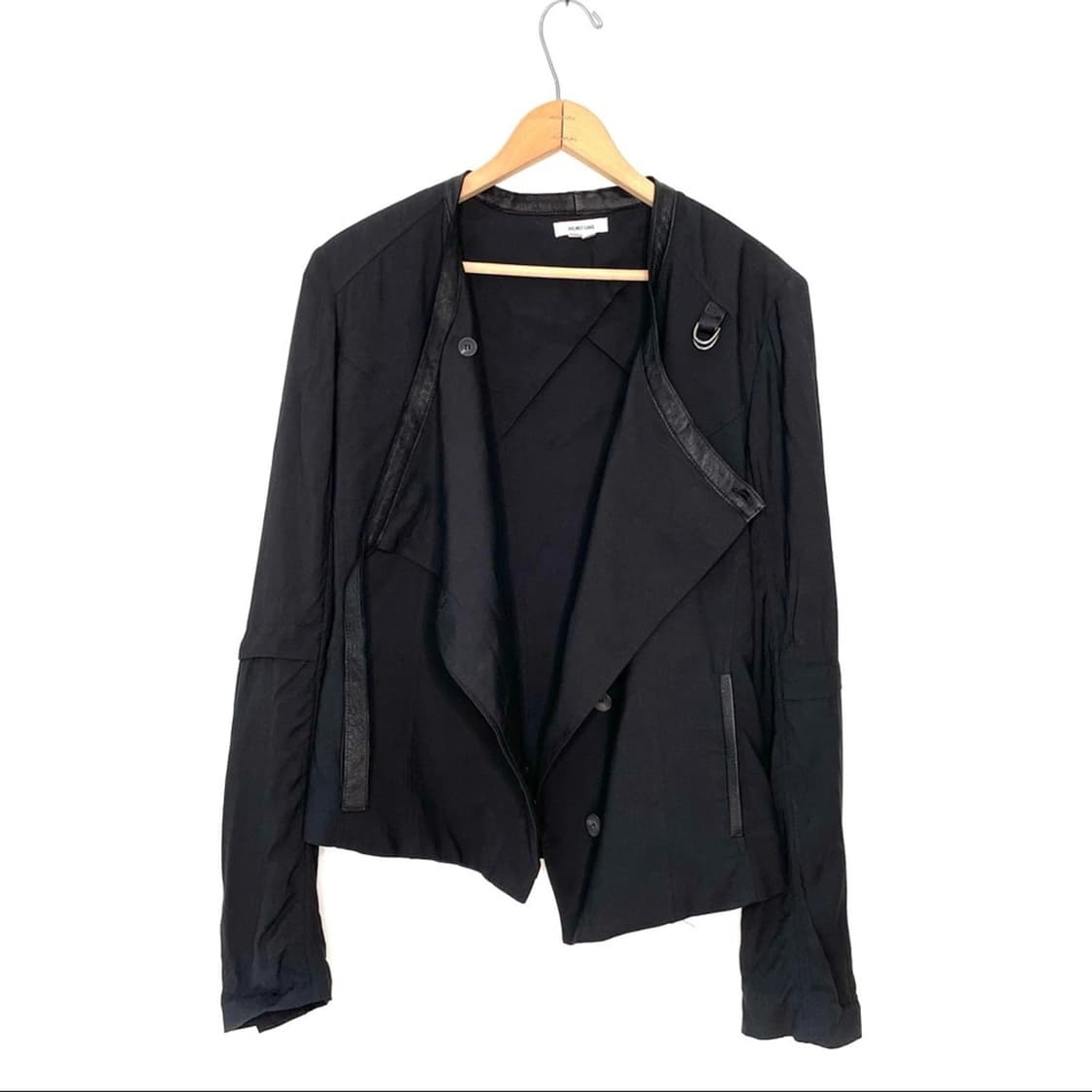 헬무트 랭 블랙 가죽 트림 바이커 재킷 상품이미지2