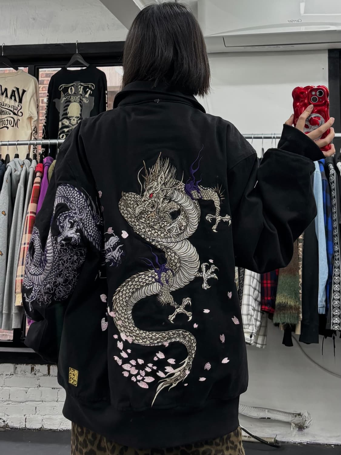 카라쿠리 타마시 오리엔탈 드래곤 퀼팅 워크자켓 상품이미지6