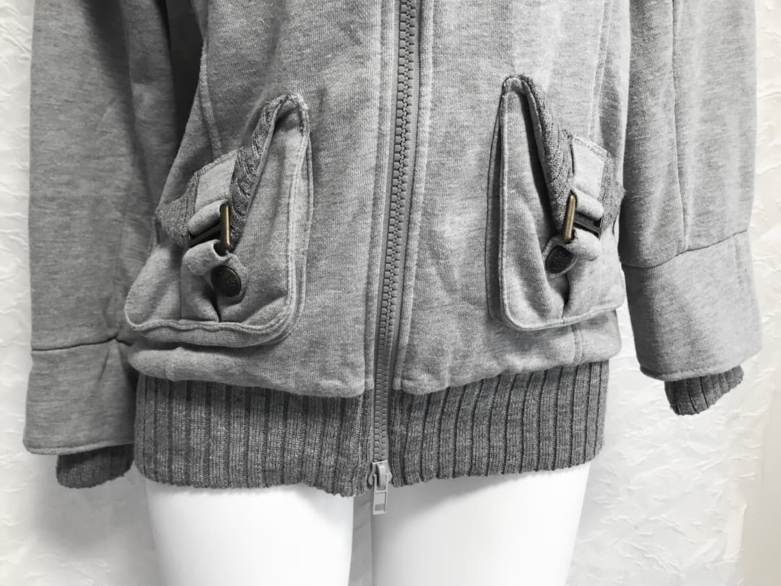 빈티지 chuxxx 펑크 y2k 하이넥 골지 투웨이 후드 집업 상품이미지6