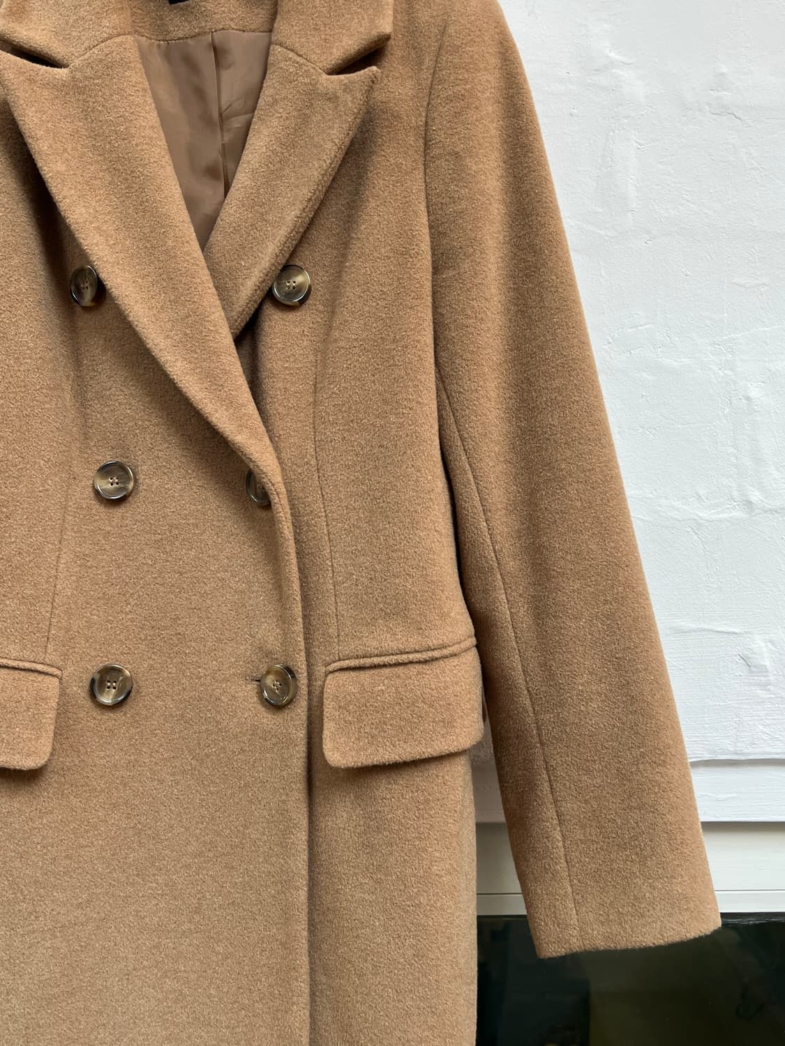 Hallhuber 카멜 더블 브레스티드  울 코트 34 상품이미지4