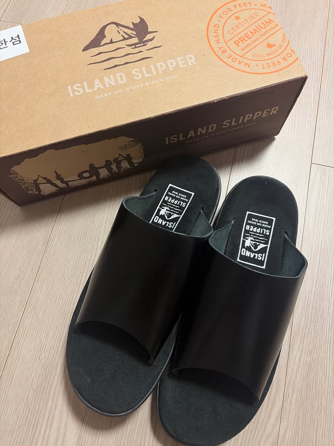 아일랜드 슬리퍼 블랙 레더 상품이미지1