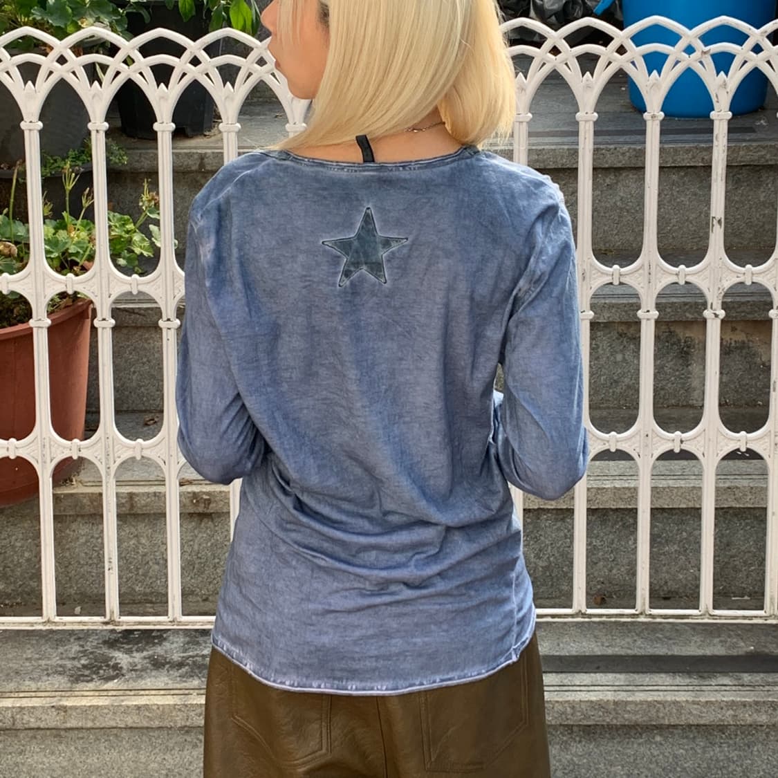 조르지오 브라토 백 레더 패치 브이넥 다잉 롱슬리브 상품이미지5