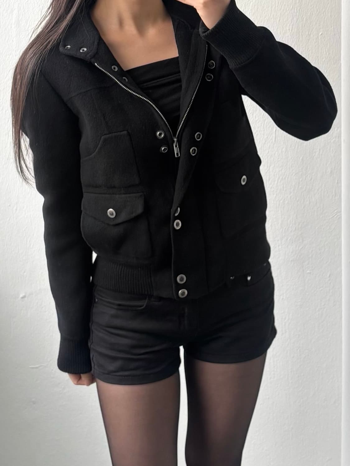 Egoist Glam Wool Black Button Jacket 상품이미지3