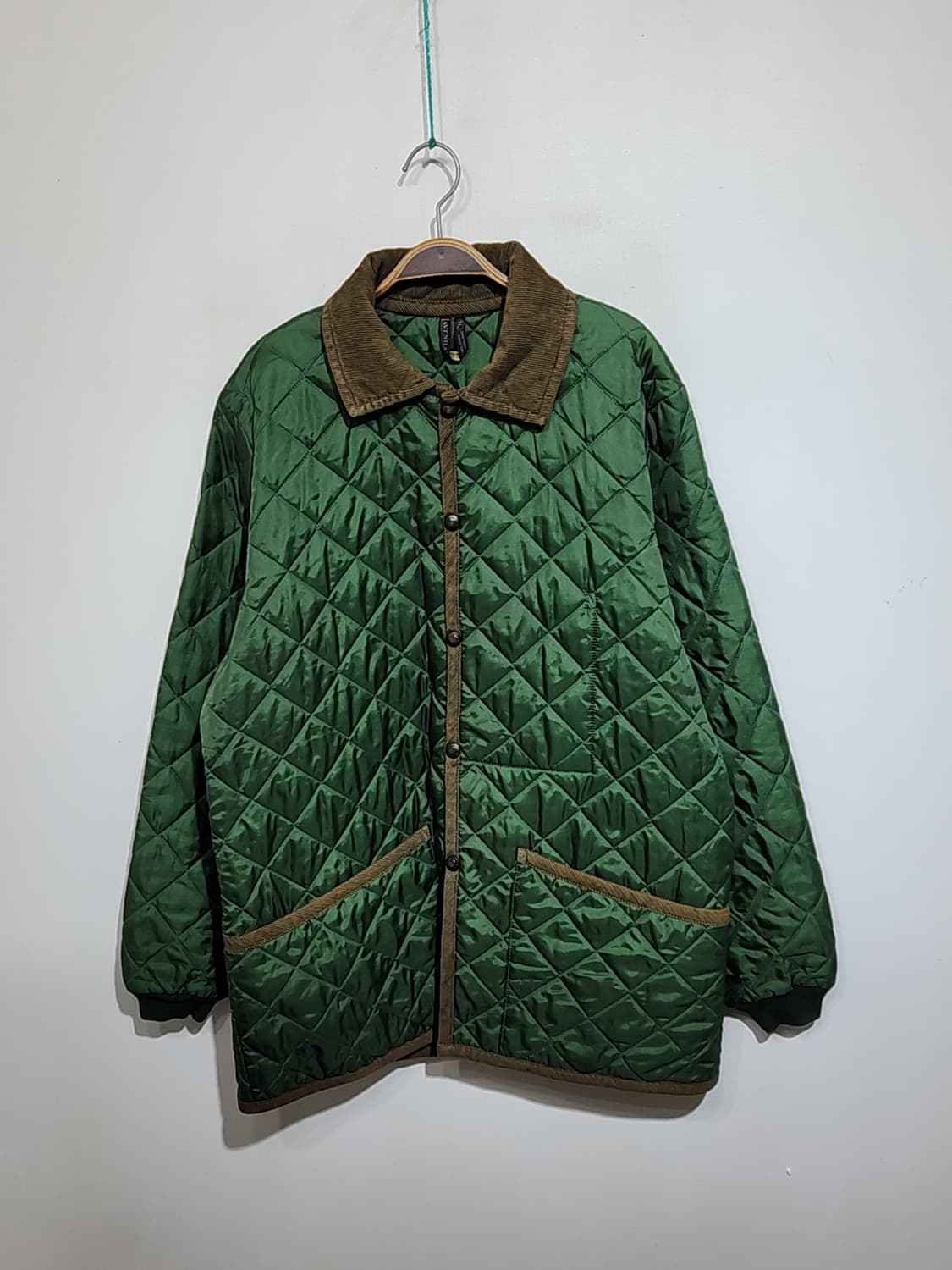 (XL) 라벤햄 퀼팅자켓 초록색 누빔점퍼 코듀로이 카라넥  상품이미지1