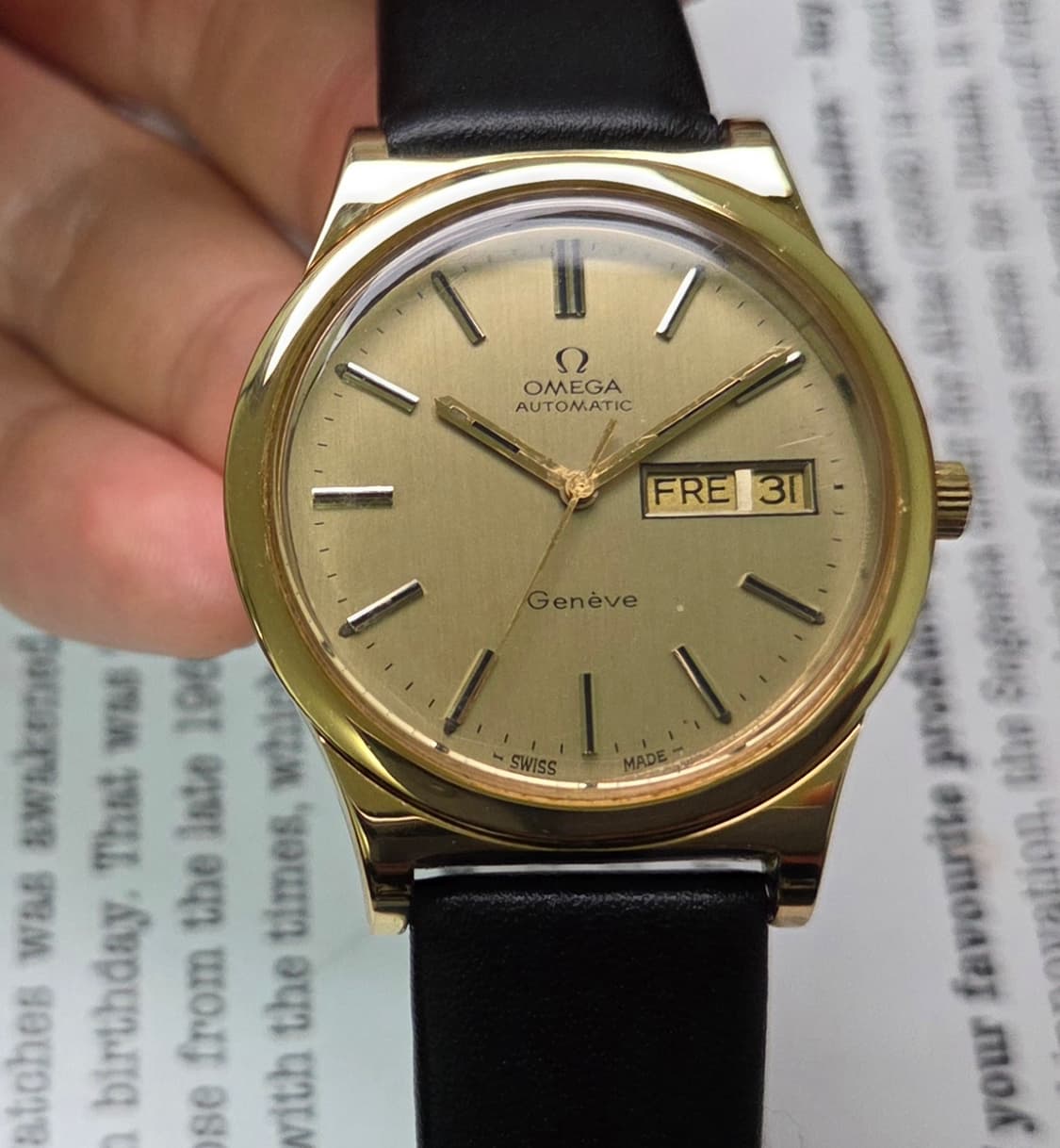 빈티지 오메가 제네브 올금장 오리지널 샴골판 데이데이트 오토매틱 상품이미지1