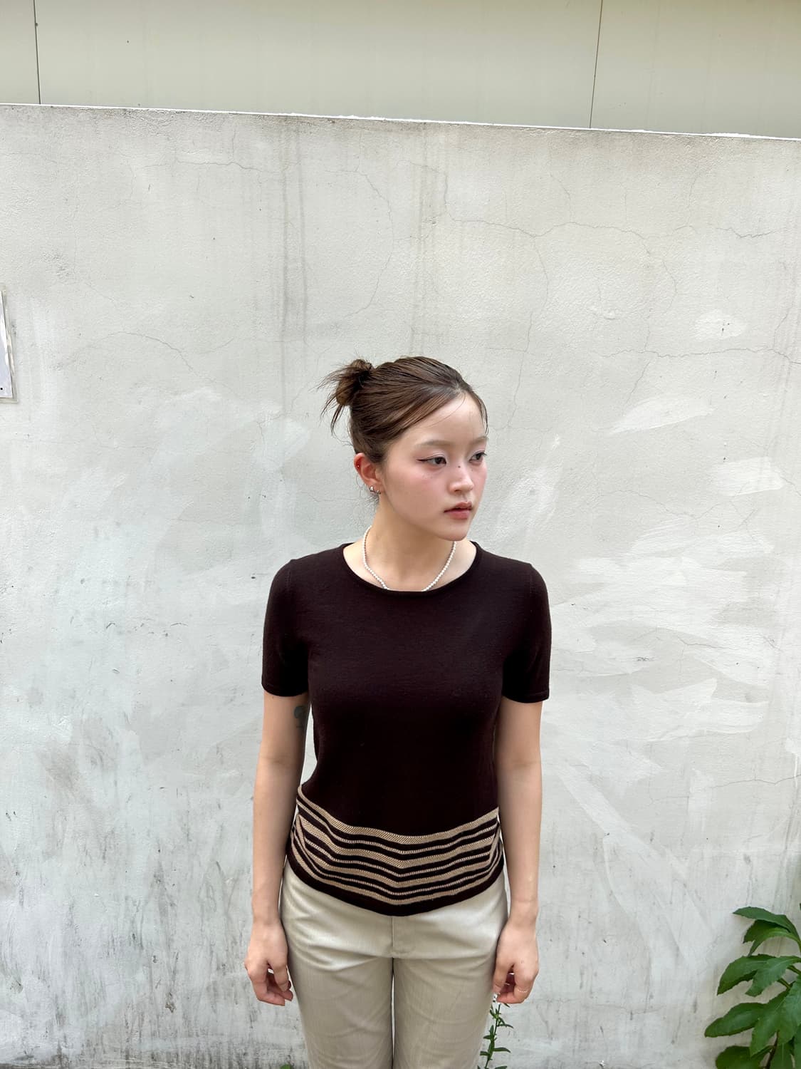 Dangala Brown Knitwear 반팔 니트 상품이미지1