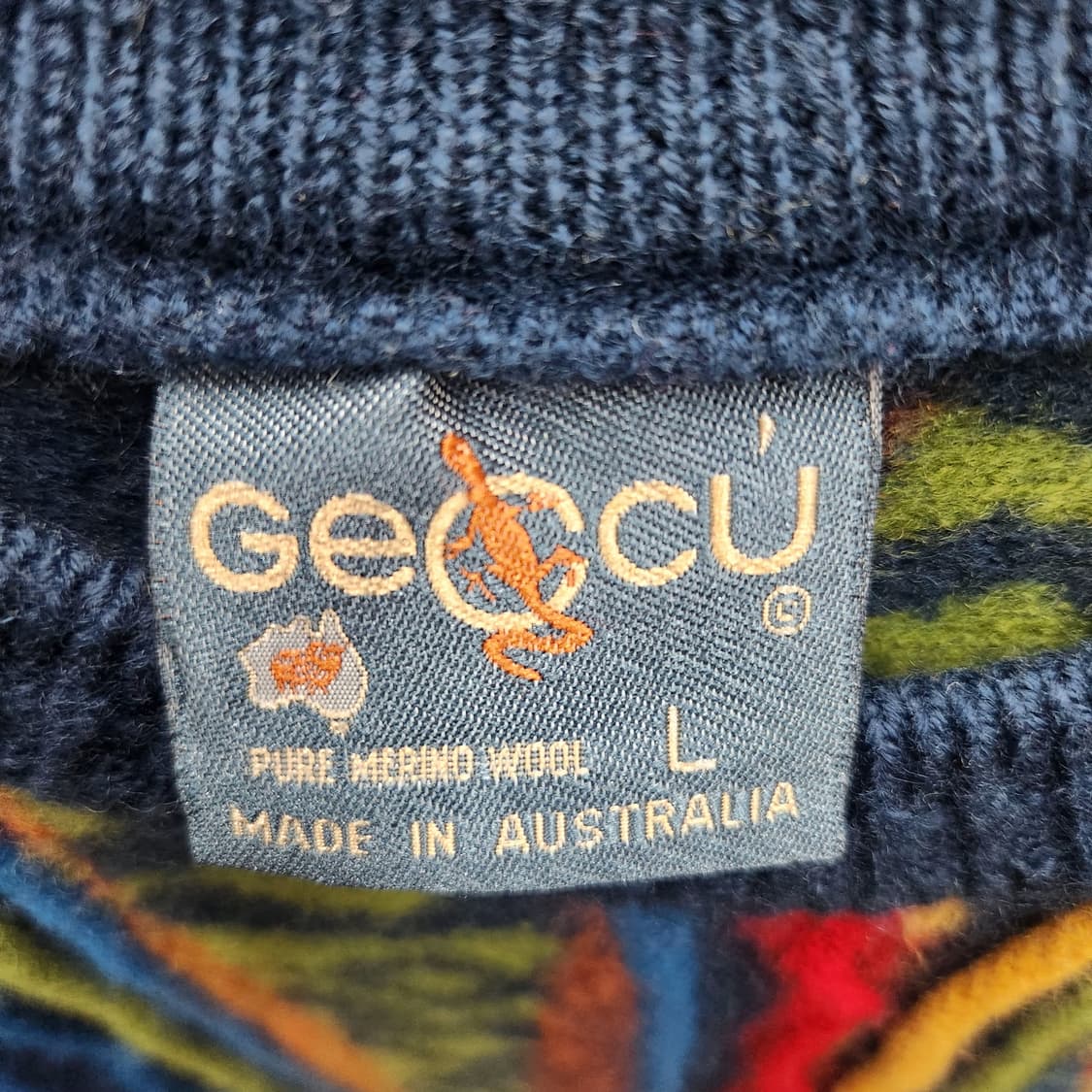 게쿠 쿠지패턴 빈티지 니트(퓨어메리노울) L 상품이미지4