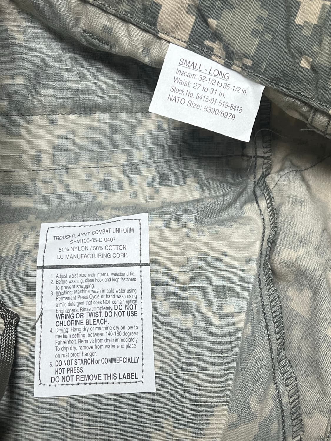 US Army 구형 ACU 전투복 상하의 세트 S-L 스몰롱 상품이미지8