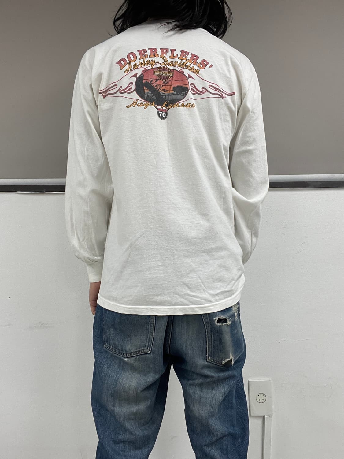 [M] 90s made USA 할리데이비슨 롱 슬리브 긴팔 티셔츠  상품이미지9