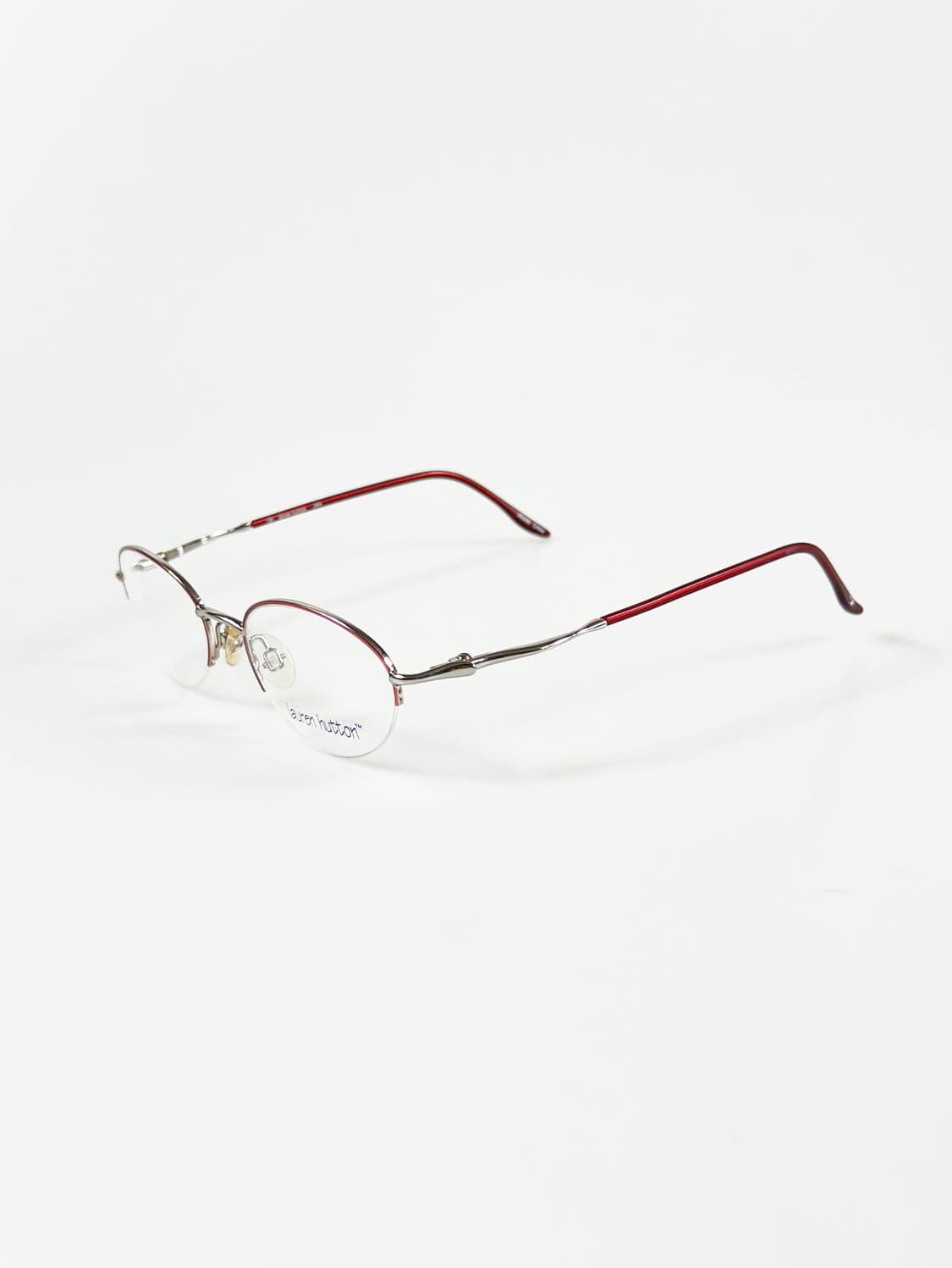 90s LAUREN HUTTON 실버톤 오벌 반무테 빈티지 안경 상품이미지3