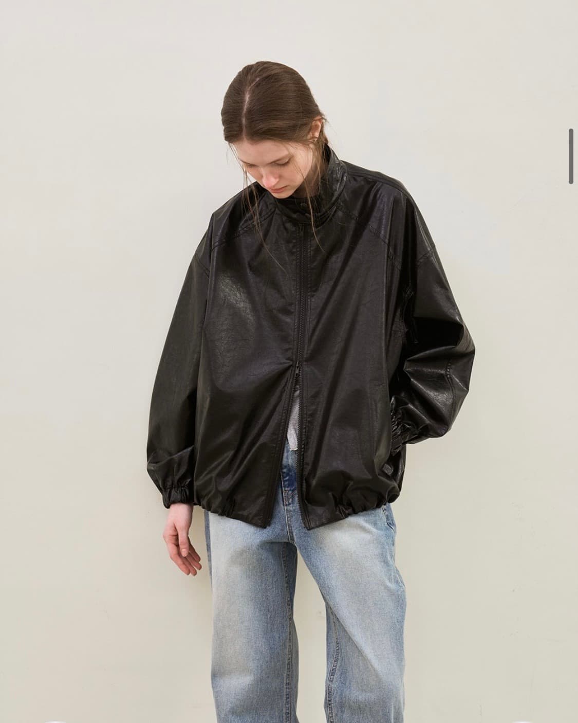르 하이넥 레더 자켓 블랙 (새상품) 가죽자켓 상품이미지2