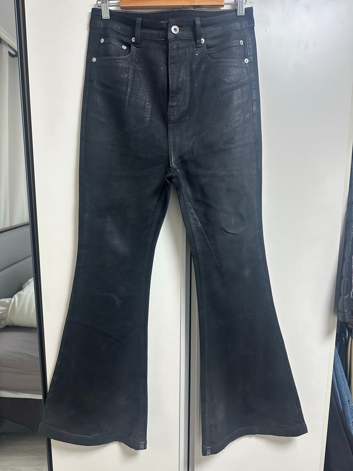 릭오웬스 맛 부츠컷 코팅 팬츠 상품이미지1