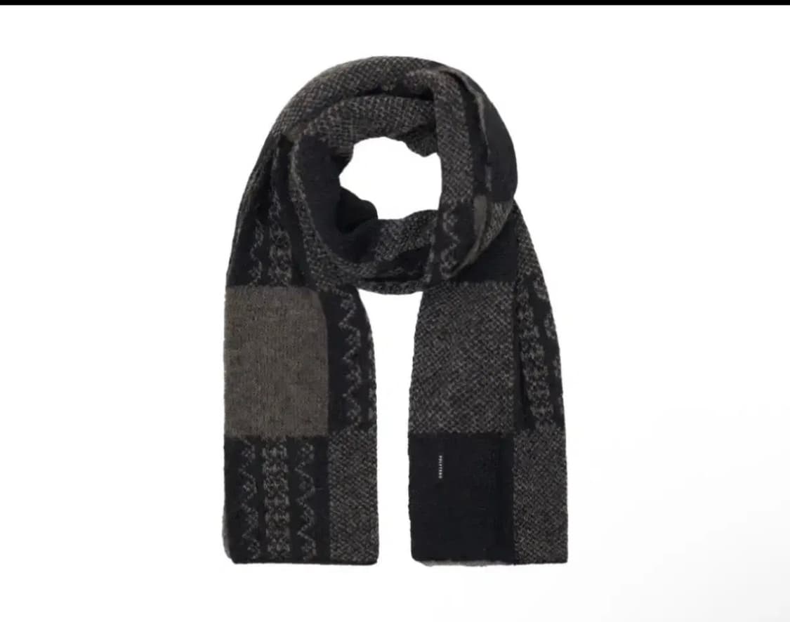 폴리테루 에스닉 머플러 체커보드 블랙브라운 상품이미지1