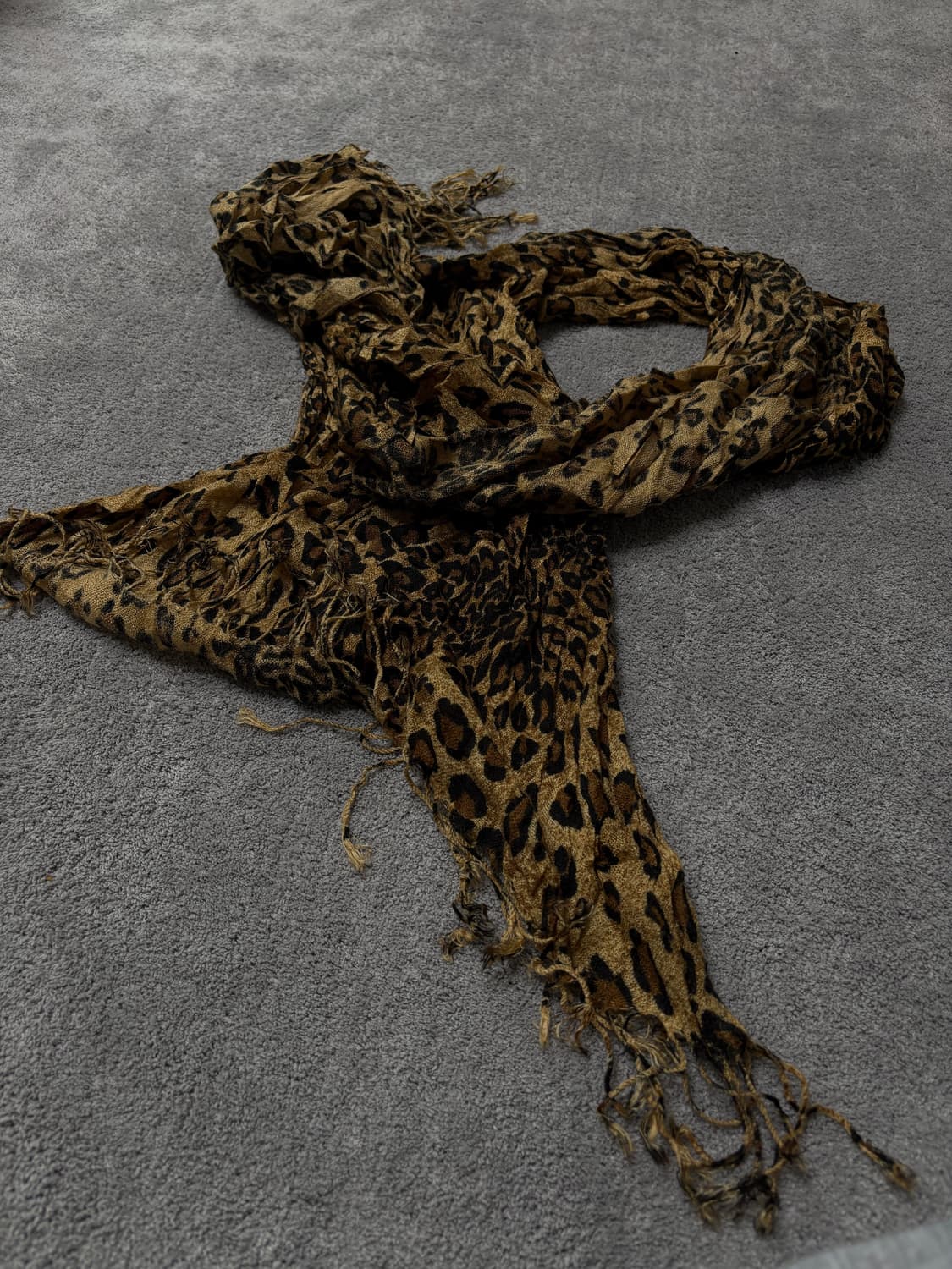 Vintage v-kei punk mood leopard scarf 상품이미지3