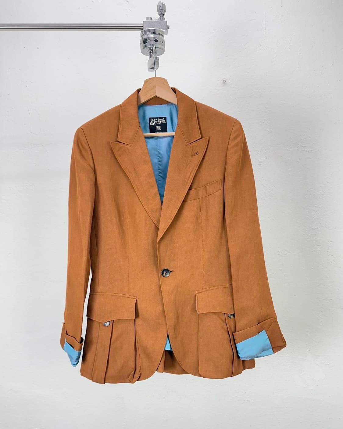 장 폴 고티에 펨므 카멜 싱글 브레스티드 커프스 턱 블레이저 자켓 상품이미지1