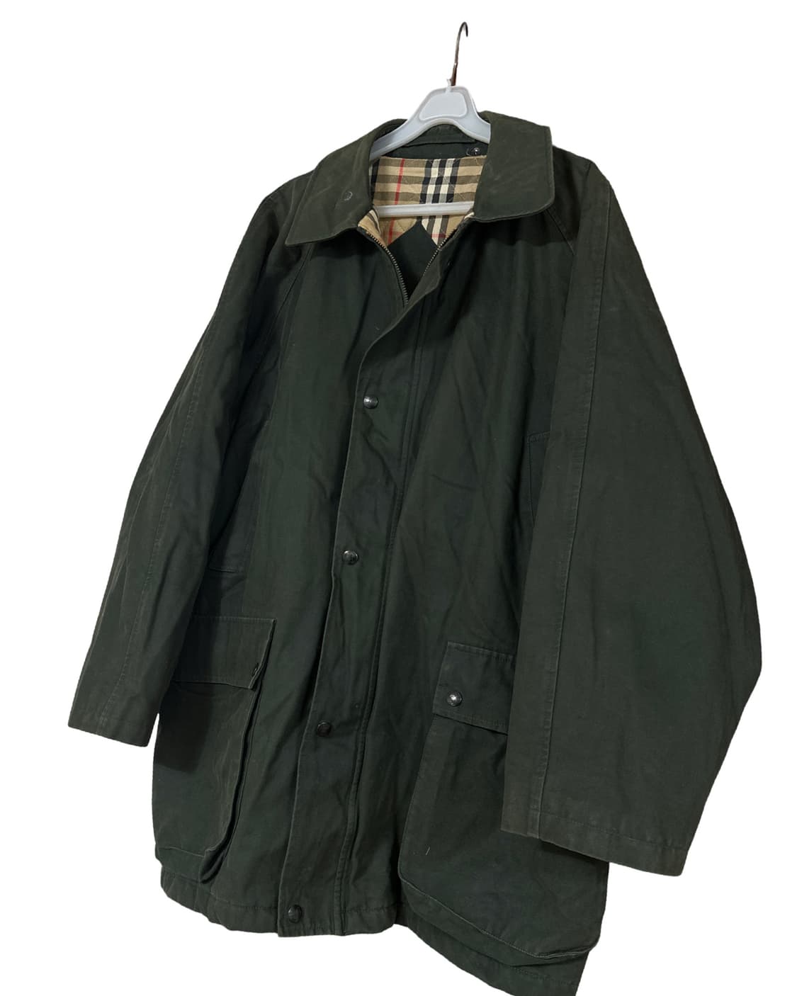 버버리 안감체크 딥그린 사파리 자켓 상품이미지3