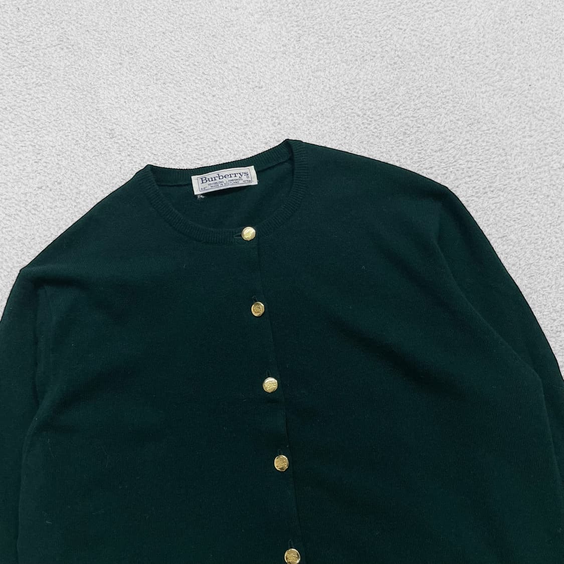 버버리 Burberry 아카이브 금장 버튼 라운드 가디건 그린 상품이미지3