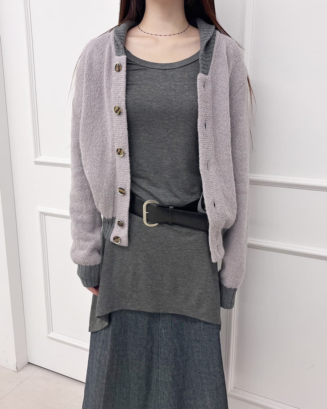 herish lavender charcoal point cardigan 상품이미지3